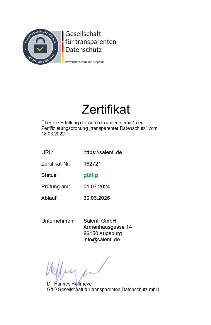 Zertifikat Salenti